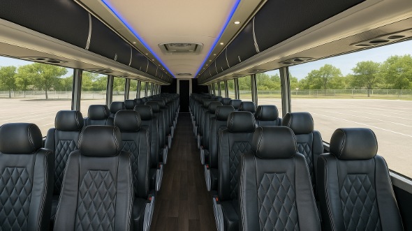 Interior of Charter Bus Company Mount Vernon's 50 Passenger Charter Bus in Mount Vernon