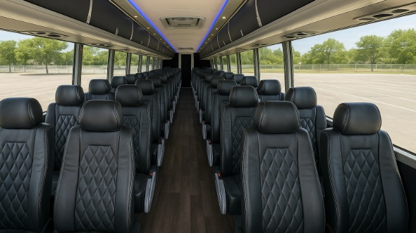 Interior of Charter Bus Company Mount Vernon's 54 Passenger Charter Bus in Mount Vernon