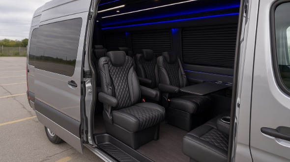 mount vernon sprinter van with driver inside