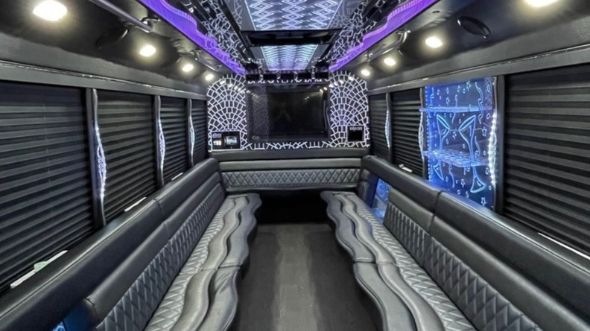 Interior of Charter Bus Company Mount Vernon's Party Bus in Mount Vernon
