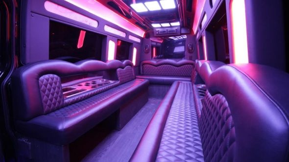 Interior of Charter Bus Company Mount Vernon's Sprinter Limo in Mount Vernon
